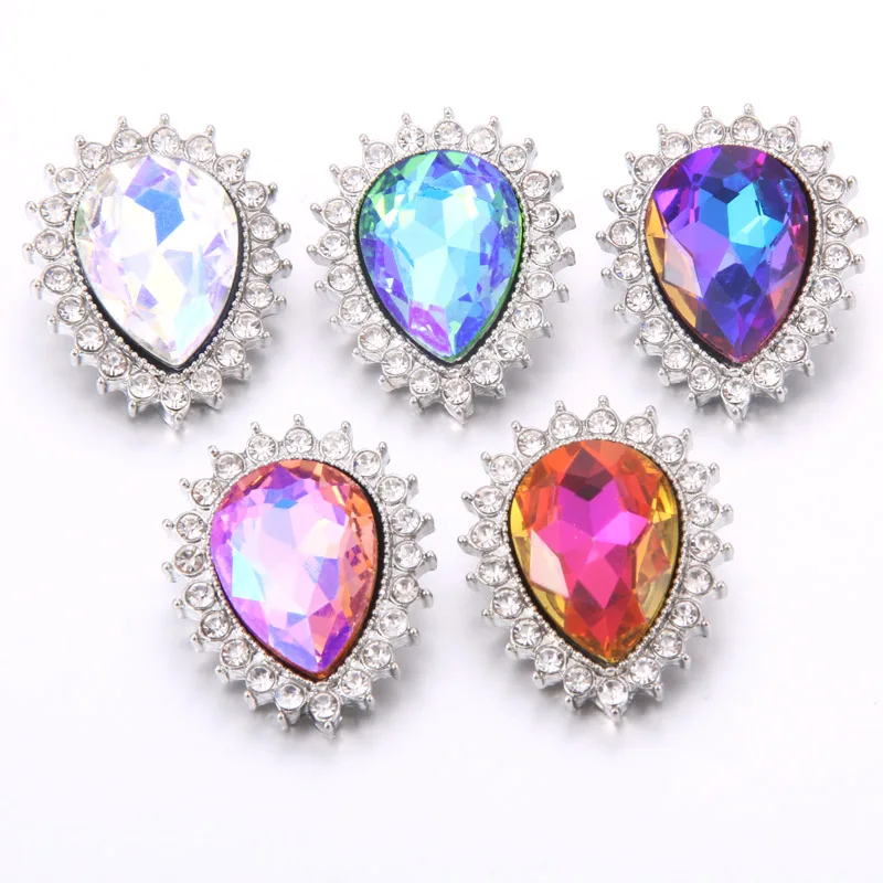 

New Mixed 10pcs/lot Snap Button Jewelry Crystal Rhinestone Flower 18mm 20mm Metal Snap Jewelry Buttons Fit Snap Bracelet Bangle