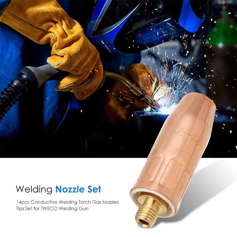 14pcs Conductive Welding Torch Gas Nozzles Tips Set for TWECO Welding Gun