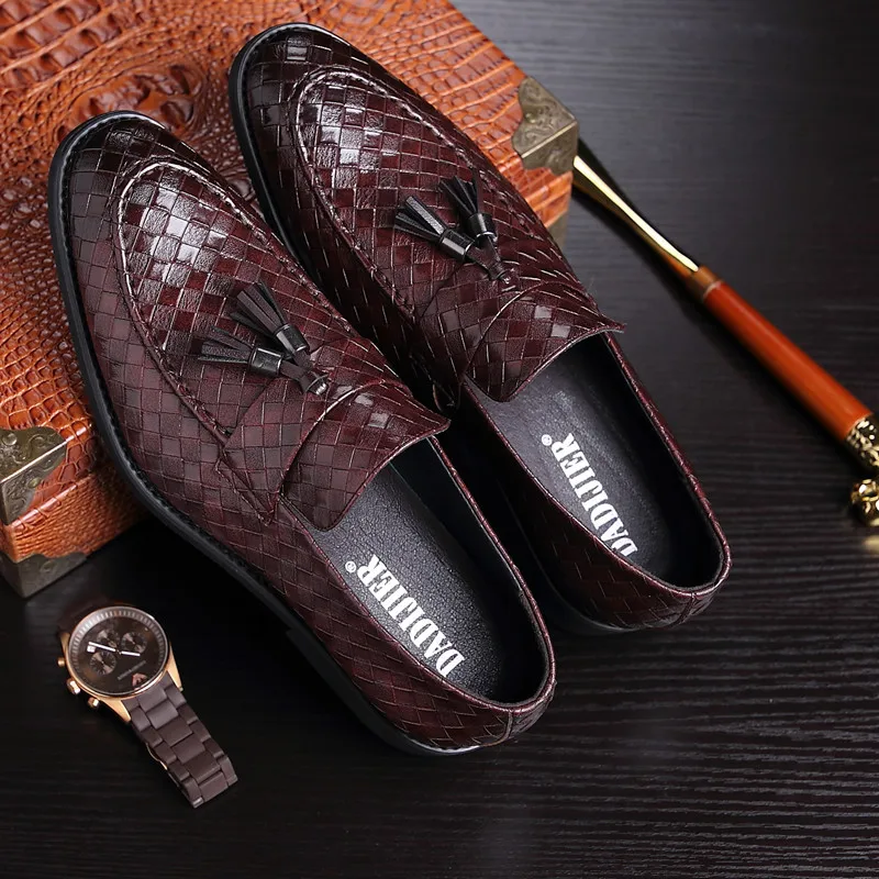 M-anxiu/кожаные туфли с кисточками и плетеным узором; повседневные Лоферы без шнуровки; мужская деловая обувь; парадная обувь; Лидер продаж года