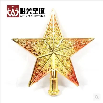 

Hollow five-pointed star Christmas tree accessories 20CM Golden Christmas tree top star