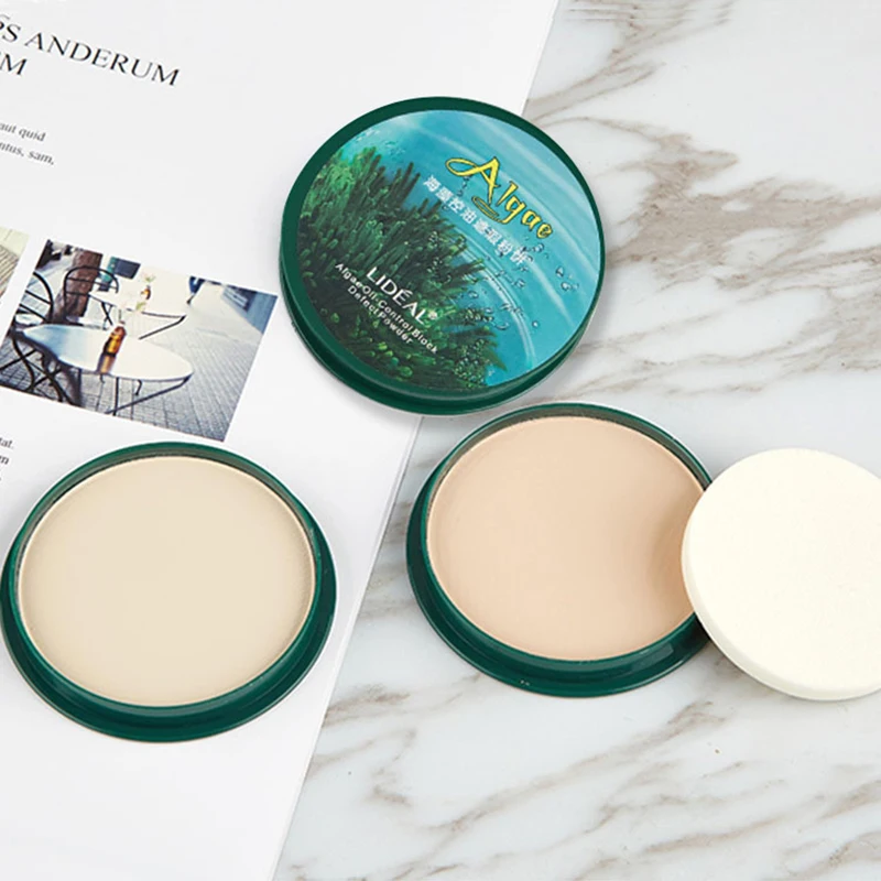 

LIDEAL 3Color Algae Face Powder Mineral Soft Oil-control Pressed Setting Powder Makeup Concealer Brighten Moisture Base Cosmetic