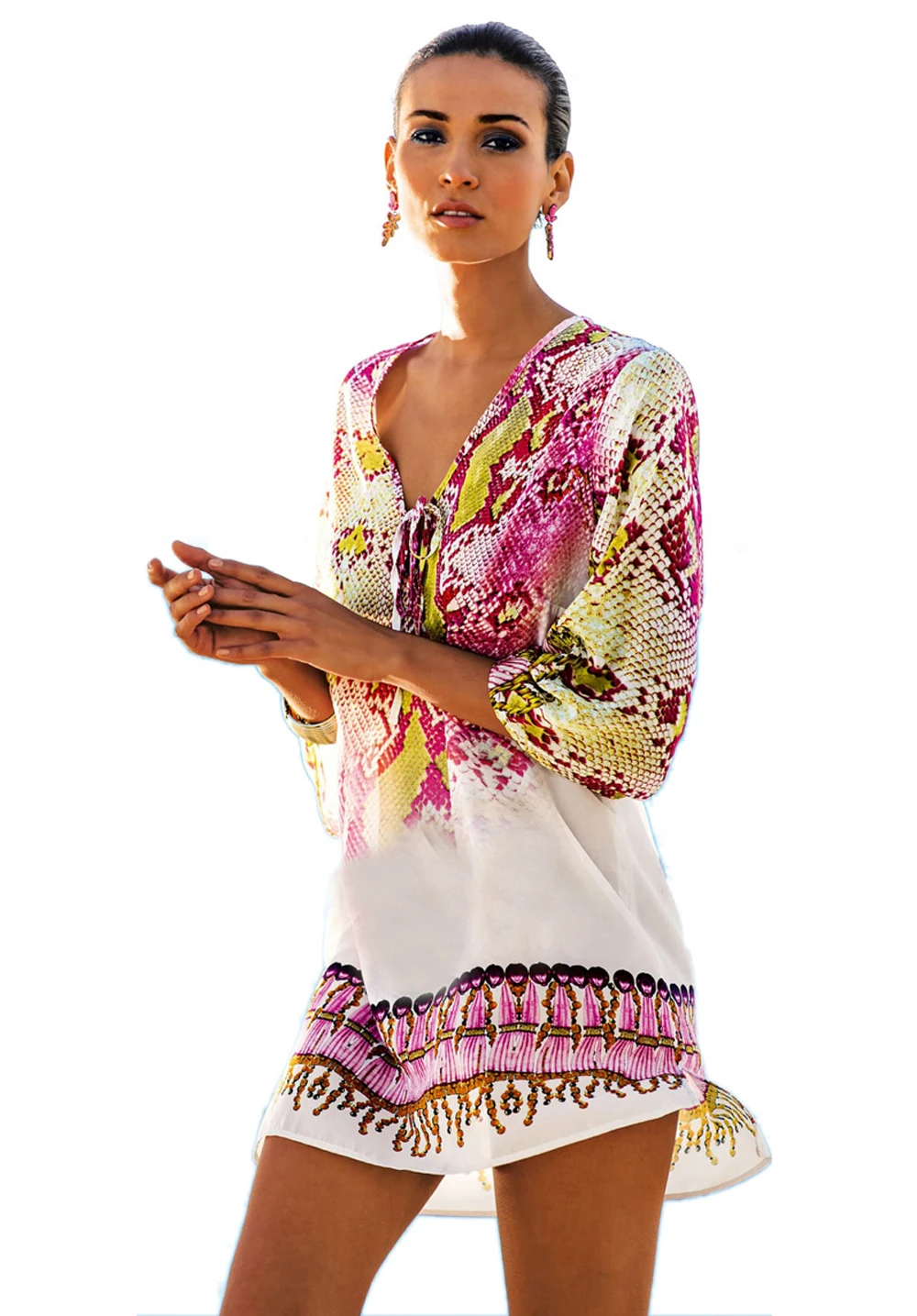 95 10 De Réductionlivraison Gratuite Plage Caftan Maillot De Bain Cover Up Imprimer Mousseline De Soie Pareo Femmes Robe Plage Maillots De Bain