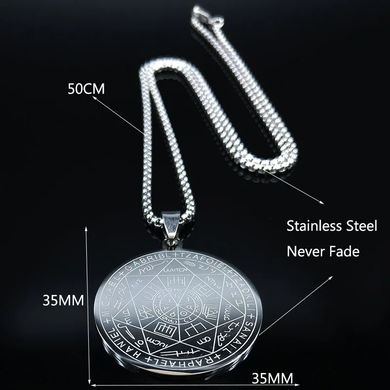 Модное колдовское ожерелье с пентаграммой из нержавеющей стали, цепочка для мужчин, серебряное ожерелье, ювелирное изделие, колье для мужчин N18902 - Окраска металла: B  SR 50 BOX