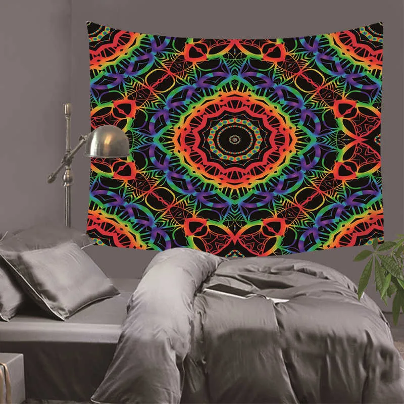 

Indian Vintage Tapestry Ethnic Geometry Printed Wall Hanging Bohemian Style Beach Towel Bedspread Home Decorative DH0013