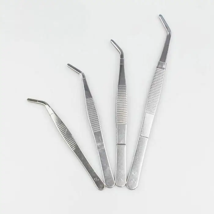 10pcs/lot Thicken Stainless Steel 18cm(7'') medical Curved Tweezers