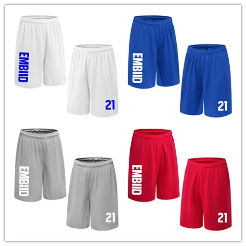 

BONJEAN Design Men 21 Joel Embiid Print Basketball Shorts With Pockets Quick Dry Breathable Training Running Sport Shorts