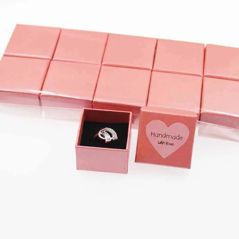 Симпатичный разноцветный упаковка для кольца коробки для украшений, Витрина Подарочная коробка с ярлык в форме сердца украшения 50 комплектов 4*4*3 см на заказ за дополнительную стоимость - Цвет: 50box 50label