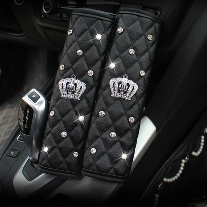 Luxury Diamond Auto Seat Belt Cover Hand Brake Gear Cover Car Seat Belt Shoulder Pad Car Styling Suit For All For honda lada