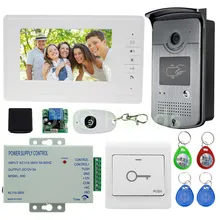 Nuevo 7 ”Ató con alambre el Teléfono Video de La Puerta Sistema de Intercomunicación 1 Monitor + 1 Cámara de Acceso RFID + fuente de Alimentación + Envío Libre Teledirigido gratis
