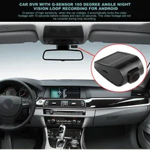 Car DVR Universal USB Tachograph with G-sensor 160 Degree Angle Night Vision Loop Recording for Android