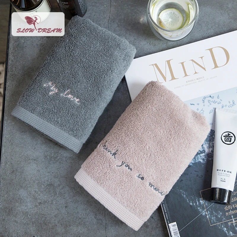 

Slowdream Nordic Thank You My Love 100 % Cotton White Towel Super Soft Quickly Dry Bath Towel Size 35X35cm 35x 75cm 70x140cm