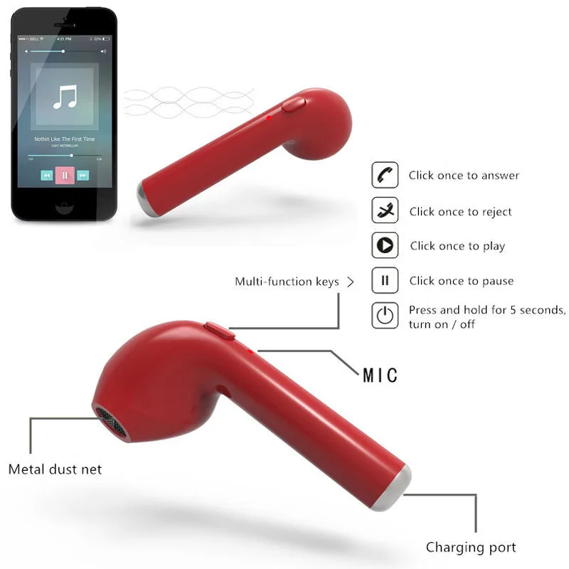 

DOITOP I7 i7s TWS Wireless Earpiece Bluetooth Earphones Earbuds Headset With Mic For Phone iPhone Xiaomi Samsung Huawei LG ETC