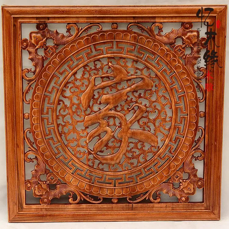 Living room camphor wood carving Pendant ornaments hanging wall of