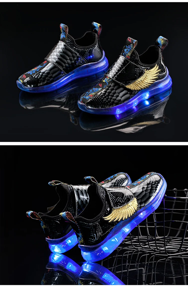 Size 26-37 New Summer Led Fiber Optic Shoes for girls boys USB Recharge glowing Sneakers Man light up shoes High Quality
