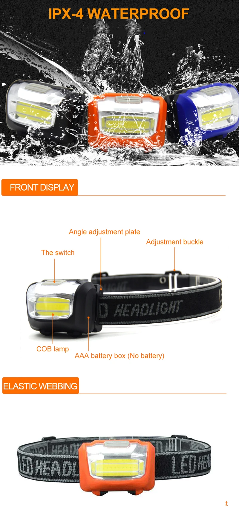 2COB Headlamp LED Fishing Head Lamp Head Torch Head Flashlight Headlight Fishing Lights Camping Outdoor Lighting Lampe Frontale