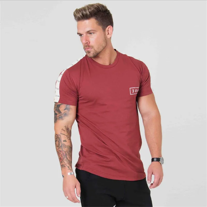 fitness t shirt men summer gym-5