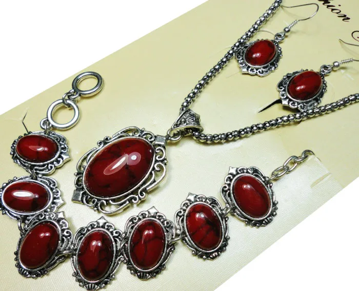 4 Pcs 1 Sets Fashion Bracelet Earrings Necklace Pendant Jewelry Set