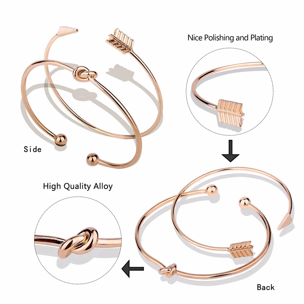 YIZIZAI 2 шт./компл. в богемном стиле ретро браслет моды минималистский стрелка узлом открытие браслет Для женщин вечерние аксессуары и украшения