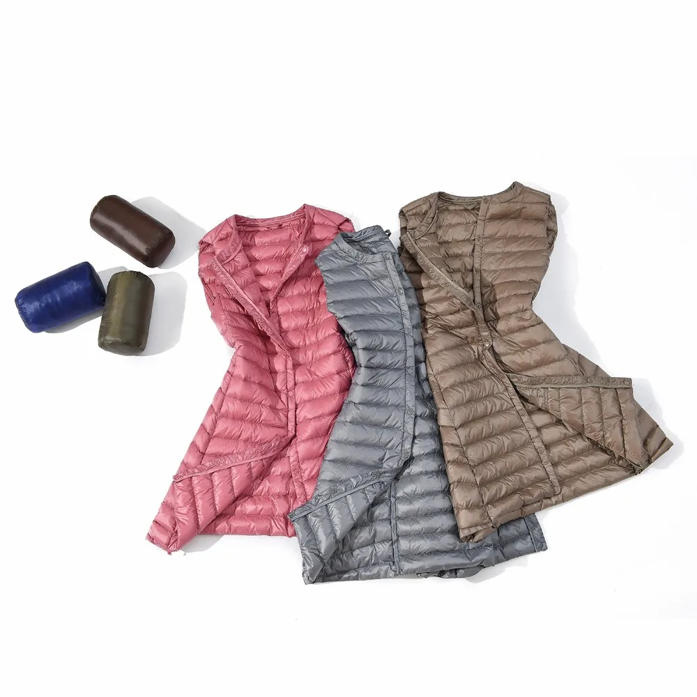 Kopen NewBang Merk Ultralichte Down Vest Vrouwen Lange Vest Winddicht Lichtgewicht Warm Vest Vrouwelijke Down Jas Lange Slanke Mouwloze