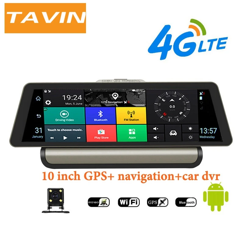 

10 Inch car dash camera 4G Android GPS Navigation ADAS FHD 1080P Car dvr video Recorder Night vision Parking monitor