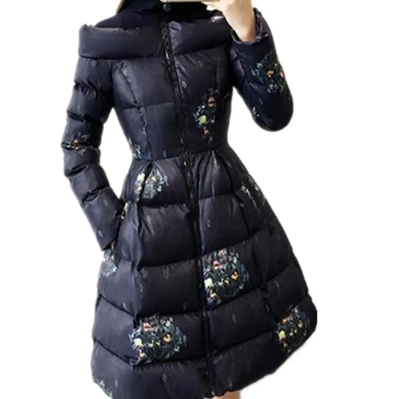 

new winter coat women Thick printed long parka womenplus size