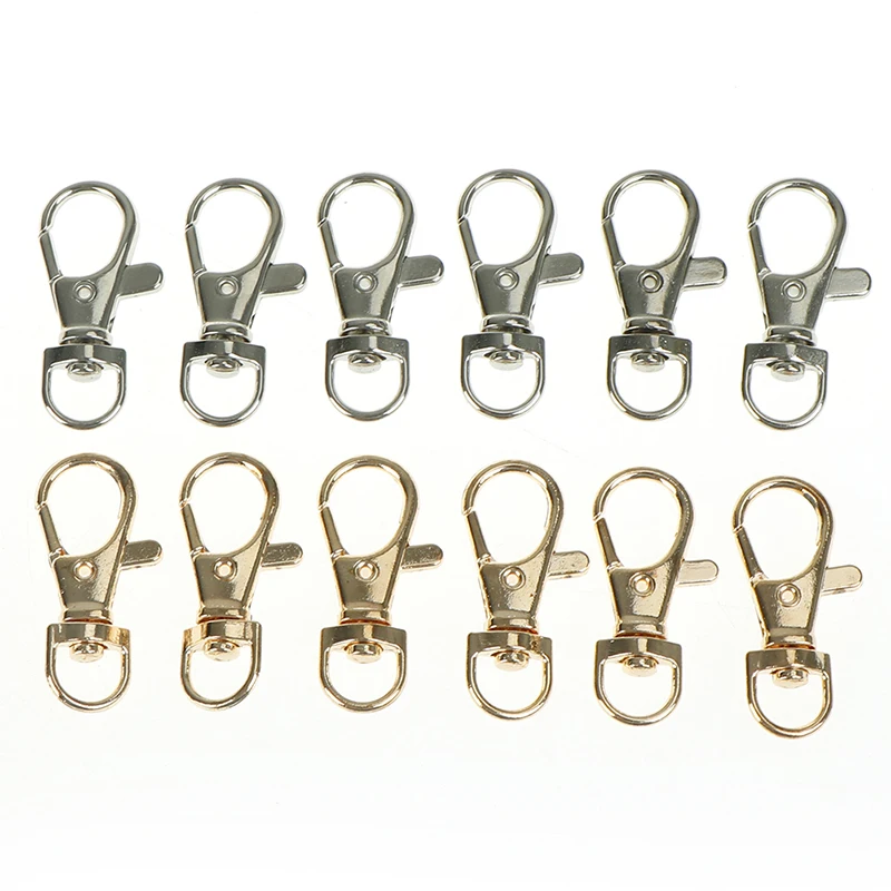 

6pcs 3.5*1.5CM Retail Silver Metal Lobster Swivel Clasps Clips For Key Ring Key Hooks Keychain DIY Split Ring Findings