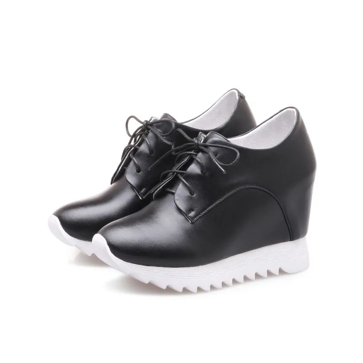 MLJUESE 2018 women pumps Genuine leather increased Internal elegant high heels platform wedges pumps breathable shoes