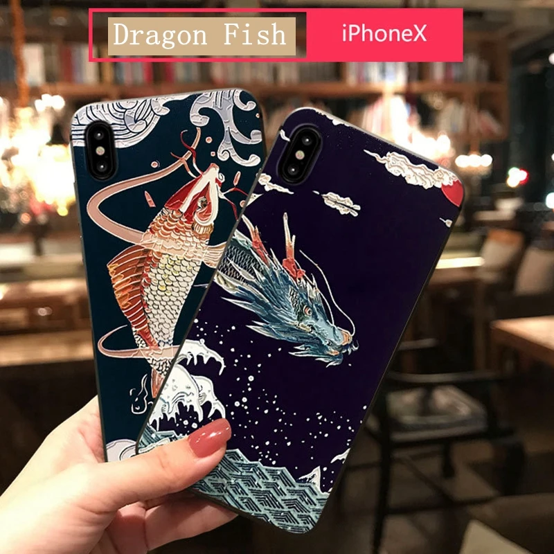 

Legend of dragon fish Phone Cover For iphone 7 XR 8 plus Case Japan 3D Relief Anime Soft Fundas For iphone 6 6s 7 8 plus XS MAX