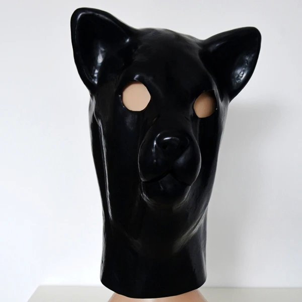Latex Cat Head Mask With Eyepatch And Gag Bdsm Adult Games Set_voghion.com