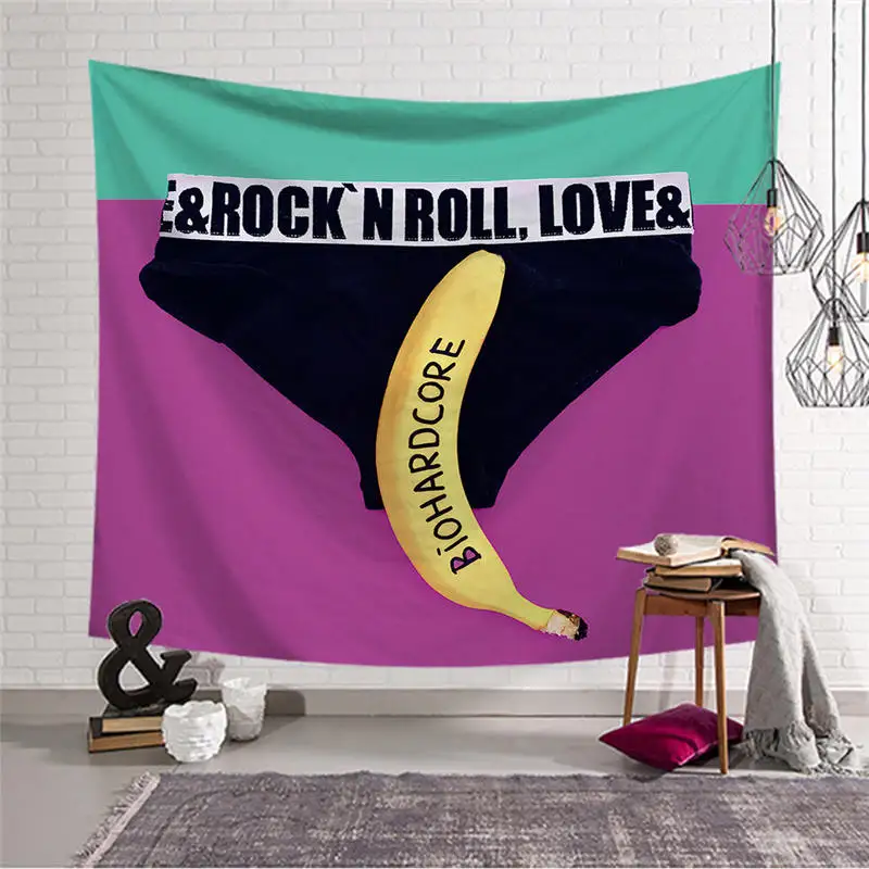 

Cartoon Fruit Banana Print Large Mural Tapestry Wall Hanging Hippie Bedspread Tablecloth Beach Towel Background Home Decor