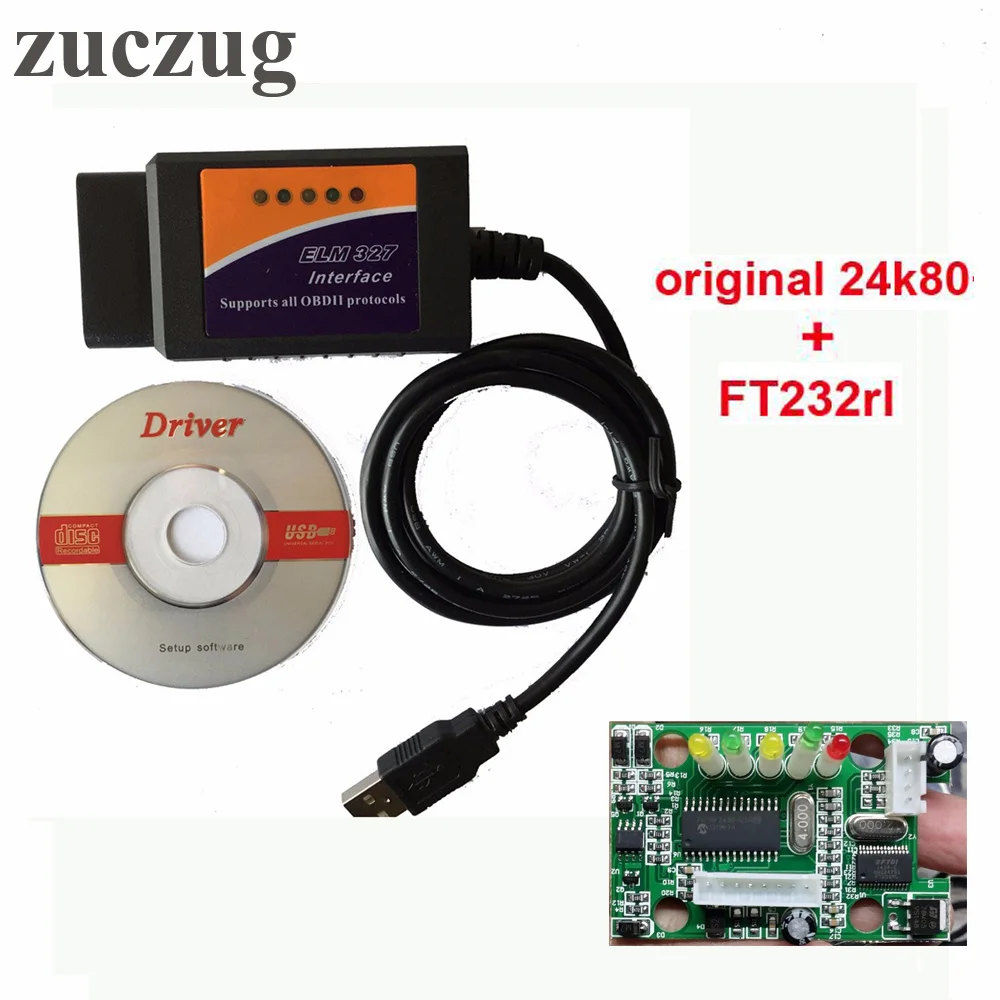 

zuczug Best quality elm 327 usb with original FT232RL and PIC18F24k80 chip the elmconfig software elm327 usb obd scanner