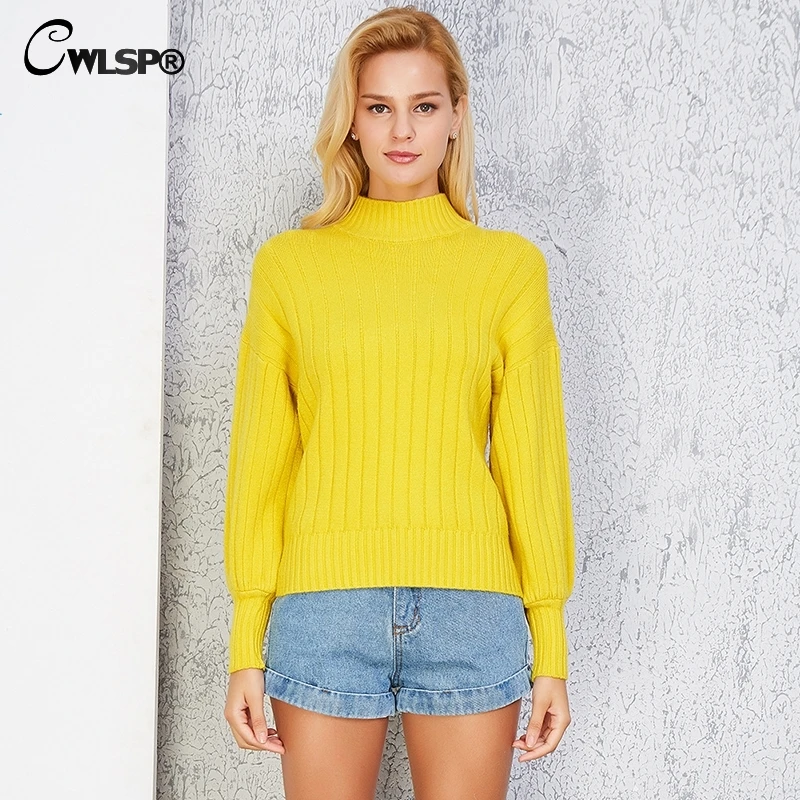 CWLSP 2018 Autumn Solid Ribbed 5 Color Women Pullovers Sweaters O Neck Casual Long Sleeve Top Feminino Korean Style QZ3057