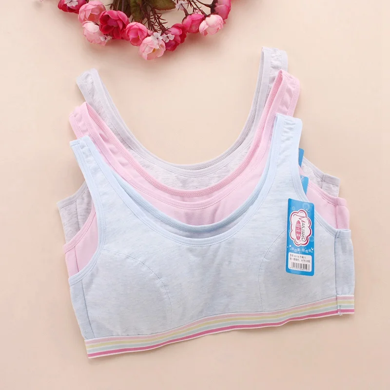 Newest Comfortable Girls Small Bra Cotton Training Bra For Puberty Children Three Colours
