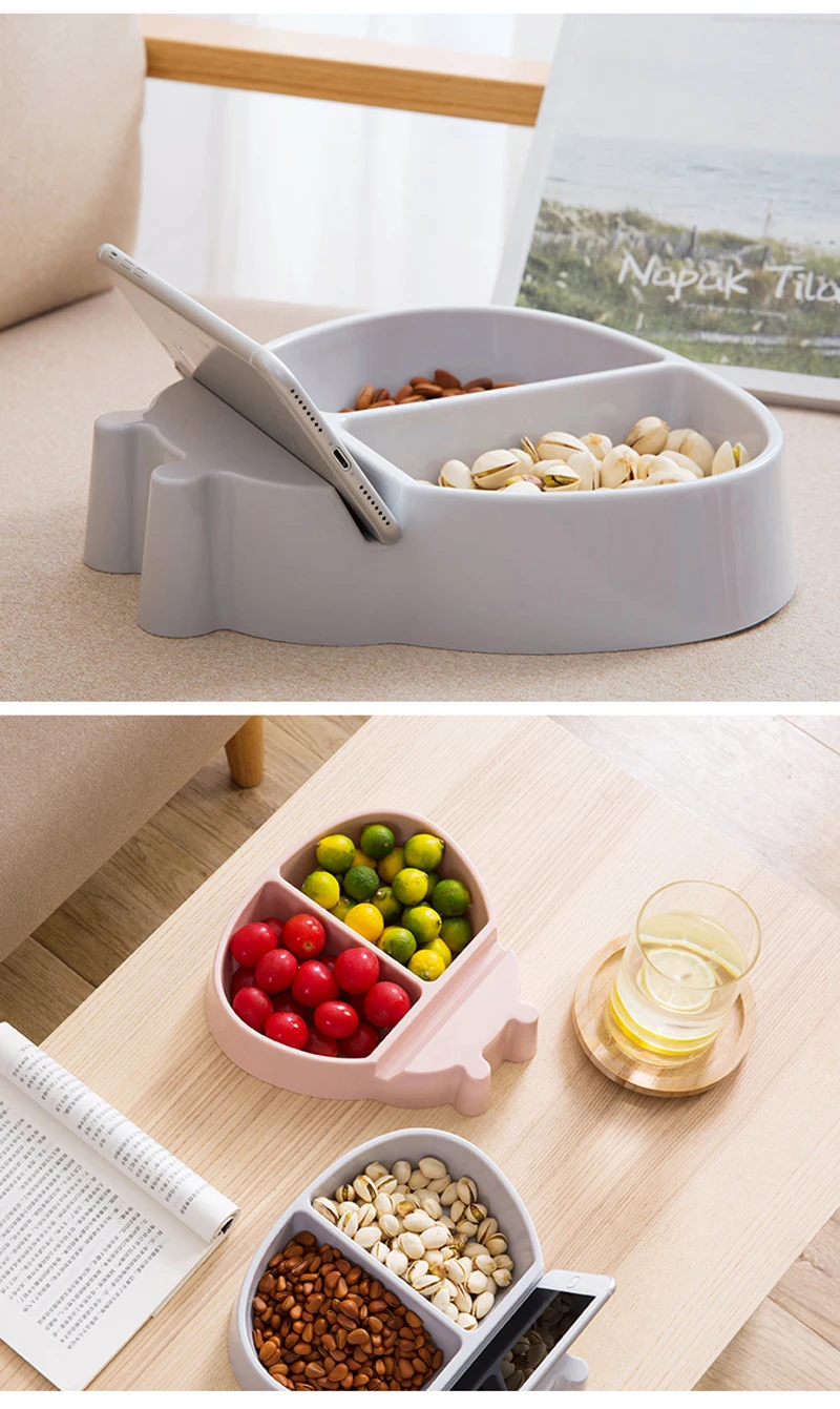 Multifunctional Plastic Lattice Snacks Food Fruit Storage Box Dish Tabletop Grocerie Storage Plate Organizer B3