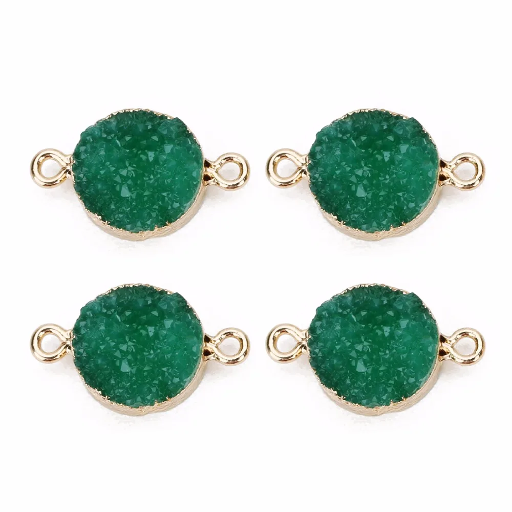 LOULEUR 5pcs/lot Colorful 13.5mm Faux Druzy Resin Charms Pendant Round Connectors For Women DIY Earrings Jewelry Making Findings