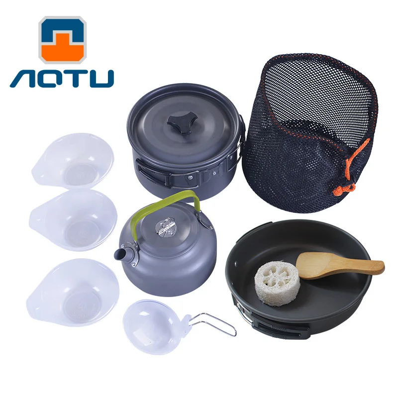 

Outdoor Tableware Pot Kettle Camping Cookware Aluminum Foldable Tableware Trekking Picnic Camping Cooking Set Picnic Equipment