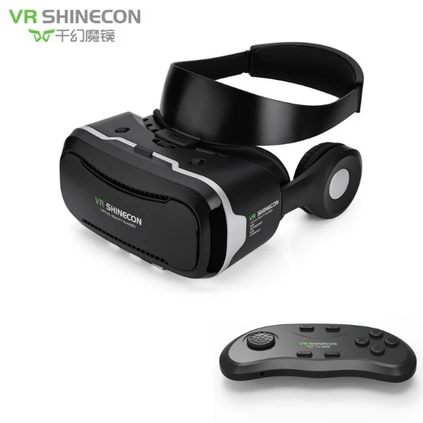 VR Shinecon 4,0 стерео виртуальной реальности смартфон 3D очки гарнитура Google VR коробка наушников Управление кнопка для 3,5-5," мобильный - Цвет: VR plus 086 remote