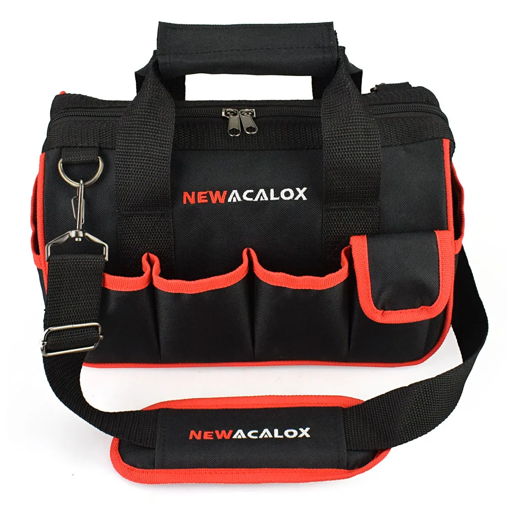 NEWACALOX 12 "сумки для инструментов большой емкости утолщаются аппаратные средства Professional Repair Инструменты сумка 600D закрыть сверху широкий рот