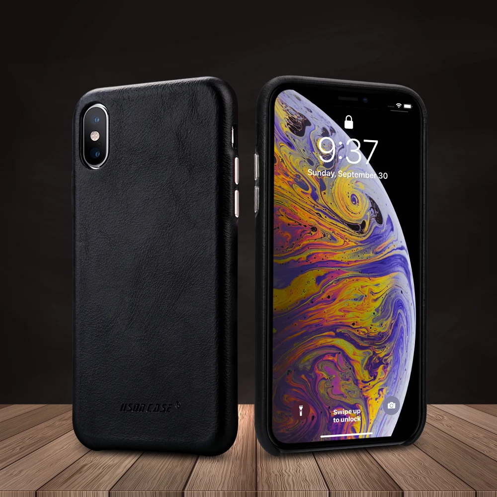 Jisoncase Чехол для телефона из натуральной кожи для iPhone XS MAX Роскошный деловой стиль тонкая задняя крышка для iPhone XS MAX для 6,5"