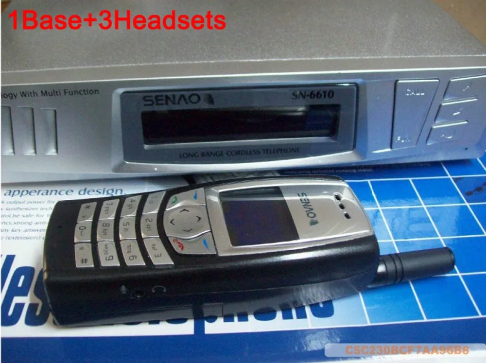 

SENAO 6610 Portable cordless telephone SN6610 1 base support 9 extra handset Duplex Intercom A set of 1Base+3Headsets