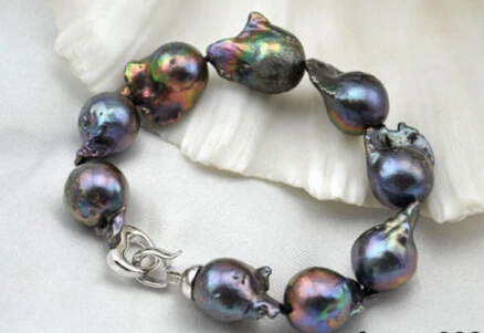 

huij 001672 black baroque reborn keshi pearl bracelet