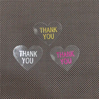 

200Pcs/Lot 3.2x2.8cm Three Color Transparent PVC Self-adhesive Sticker Thermoprinting Thank You For Decoration Jewelry Gift Box