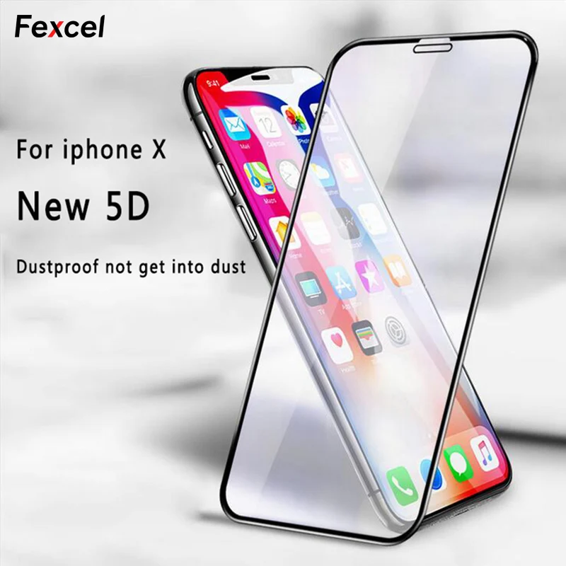 Fexcel 5D закаленное Стекло для iPhone X 7 8 6 6s плюс Экран протектор полное покрытие