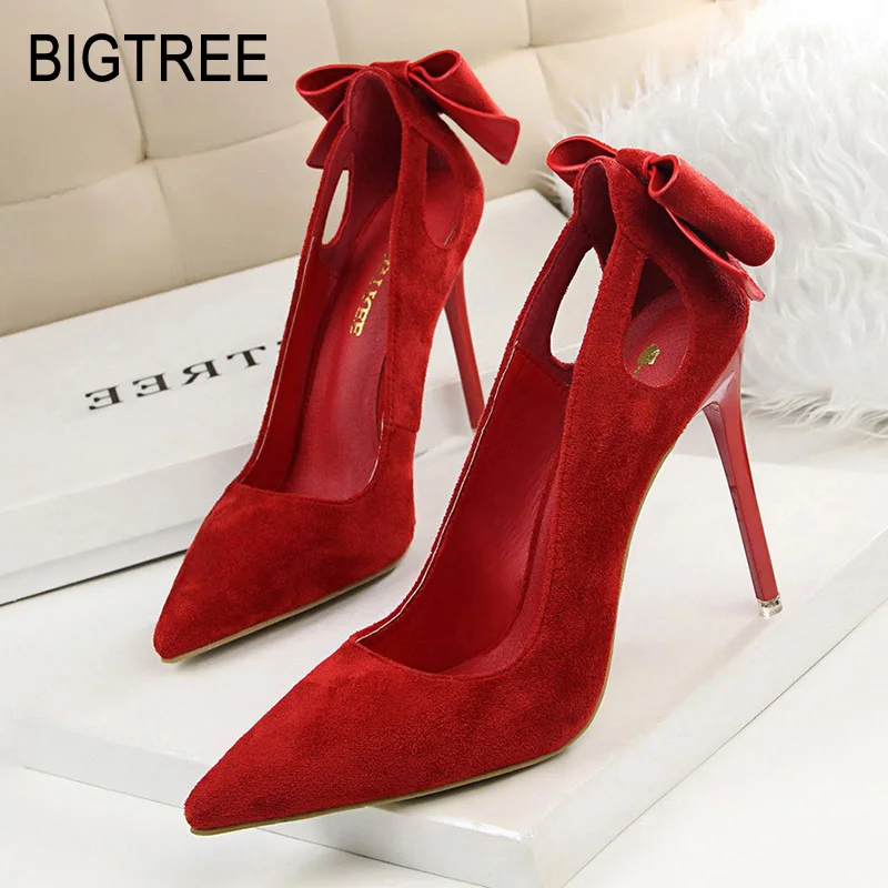 

BIGTREE Shoes Women Pumps Butterfly-knot Wedding Shoes Spring New Women High Heels Women Shoes Female Party Shoes Sexy Stiletto