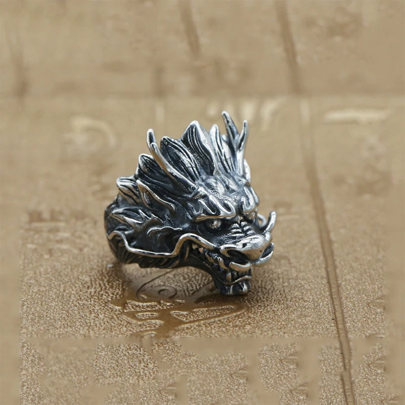 Кольцо Dragon King ювелирное изделие из 100% настоящего серебра в стиле панк рок