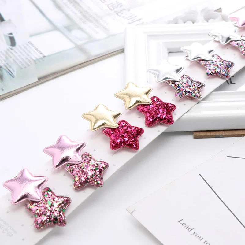 

New Arrival Summer Style Metal Color Cute Girls Shiny Star Hairgrips Girls Heart Star Hair Clip Hair Accessories Safety HairPin