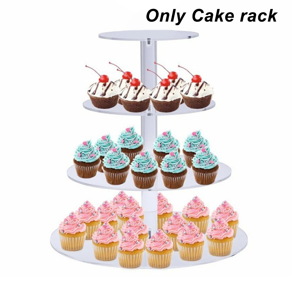 Акриловые вечерние подставка для тортов на день рождения дисплей 4 слоя десерт круглый закуски стойки прозрачный