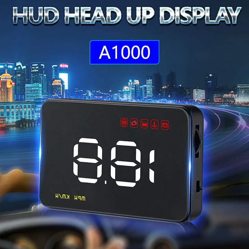

Car HUD GPS Speed Projector Auto Head Up Display Vehicle Windshield Digital Speed Projector Safety Driving Alarm A1000