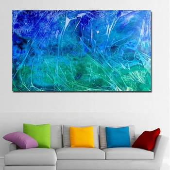 

HD Prints Abstract Art Life Is A Lake Modern Abstract Blue Painting Printed Wall Art Prints Poster for Living Room Home Decor
