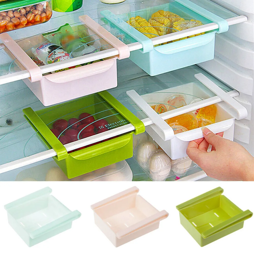 Стеллаж для хранения холодильника с слоем перегородки холодильник пластиковый держатель для хранения выдвижной ящик полки для ванной